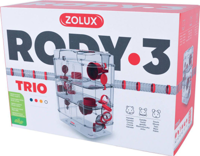 Kafaz për brejtës Zolux RODY3 TRIO, i kuq
