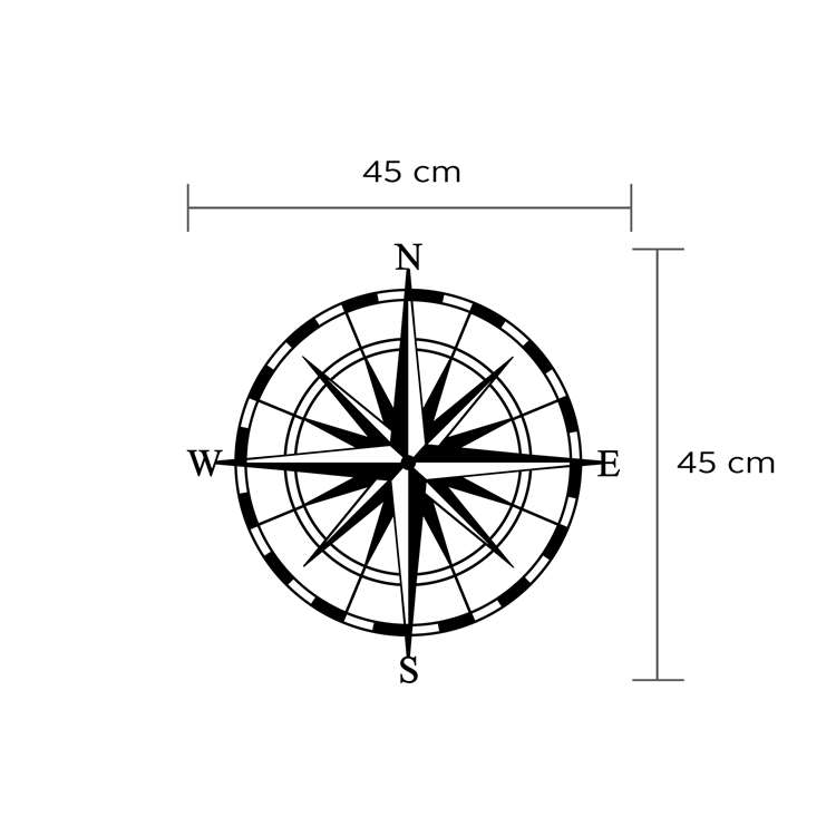 Dekor metalik Decortie Compass, (45 x 45cm)