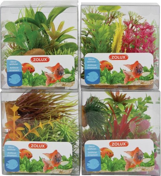 Set bimësh dekoruese për akuarium Zolux Plant, 6 copë, 8.5 x 8.2 x 9.2 cm, të gjelbra