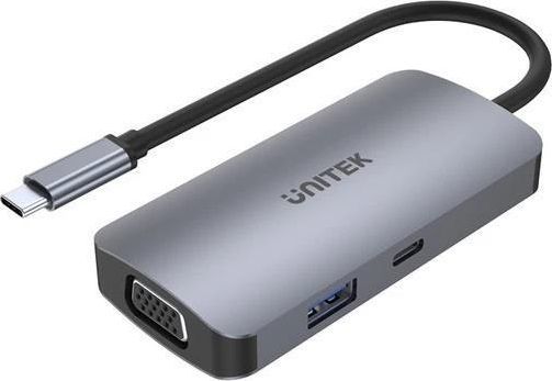 Replikator universal Unitek D1051A, 1x D-Sub (VGA), 1x HDMI, 1x 3.1, 1x USB-C, i hirtë