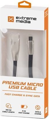 Kabllo Natec Extreme Media, Micro USB - USB 2.0 (M), 1m, e zezë