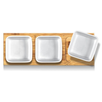 Pjata servimi porcelan 3 copë Lamart LT9019, të bardha