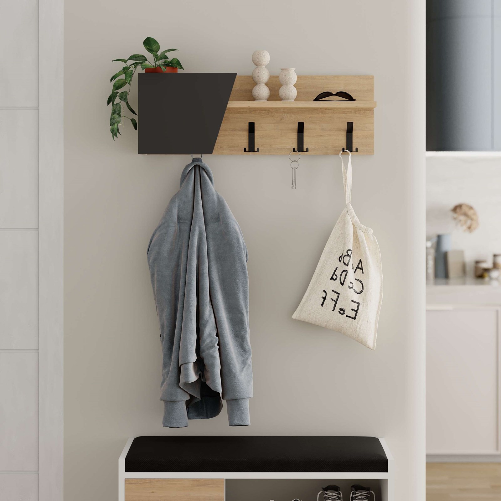 Varëse për rroba Decortie Eleva 72x16x20cm, hiri/kafe e hapur