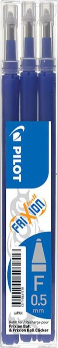 Refill stilolapsi Pilot Frixion Clicker, 0.5mm, paketim 3 copë, blu