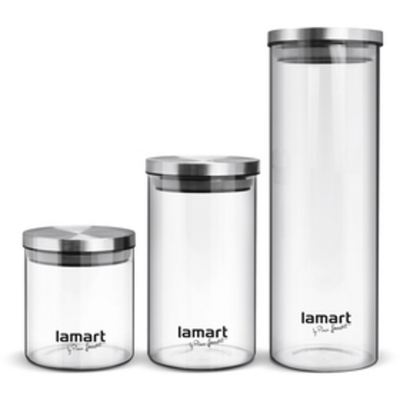 Set kavanoza për ushqim Lamart LT6025, 3 copë, 650/950/1700ml, transparente