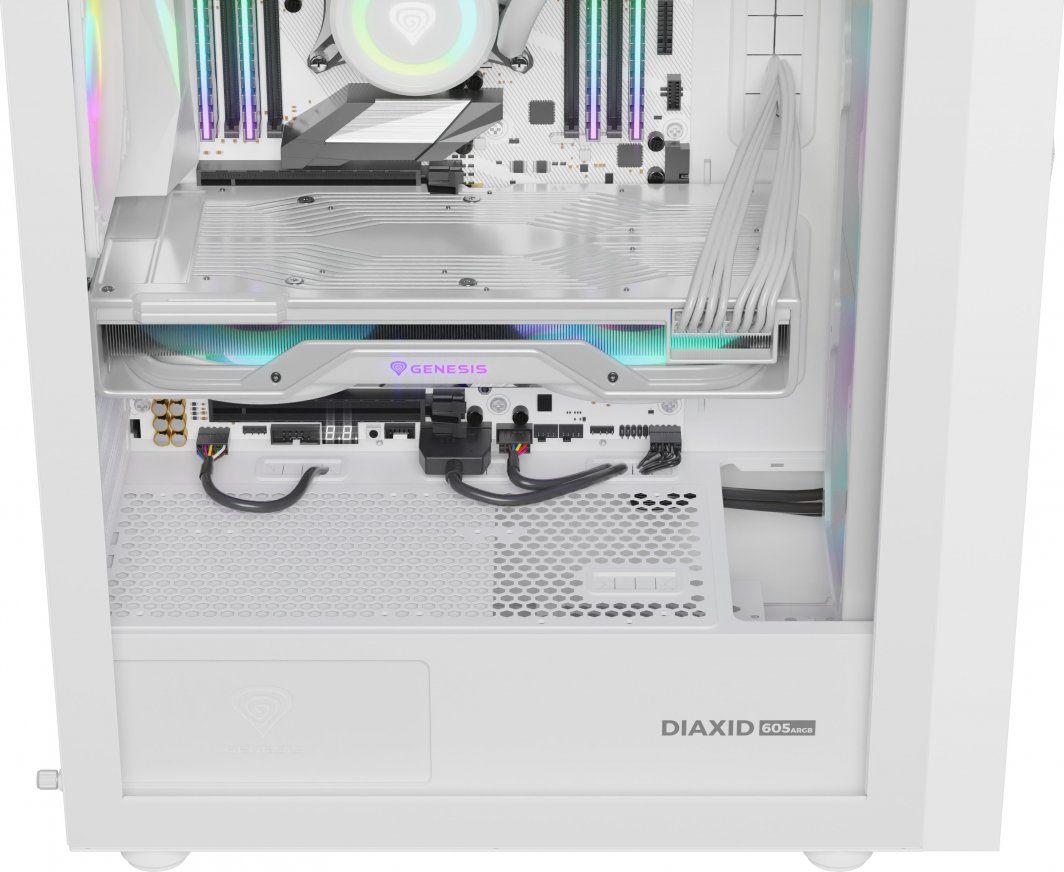 Куќиште за компјутер Genesis Diaxid 605 ARGB, бело, Midi Tower
