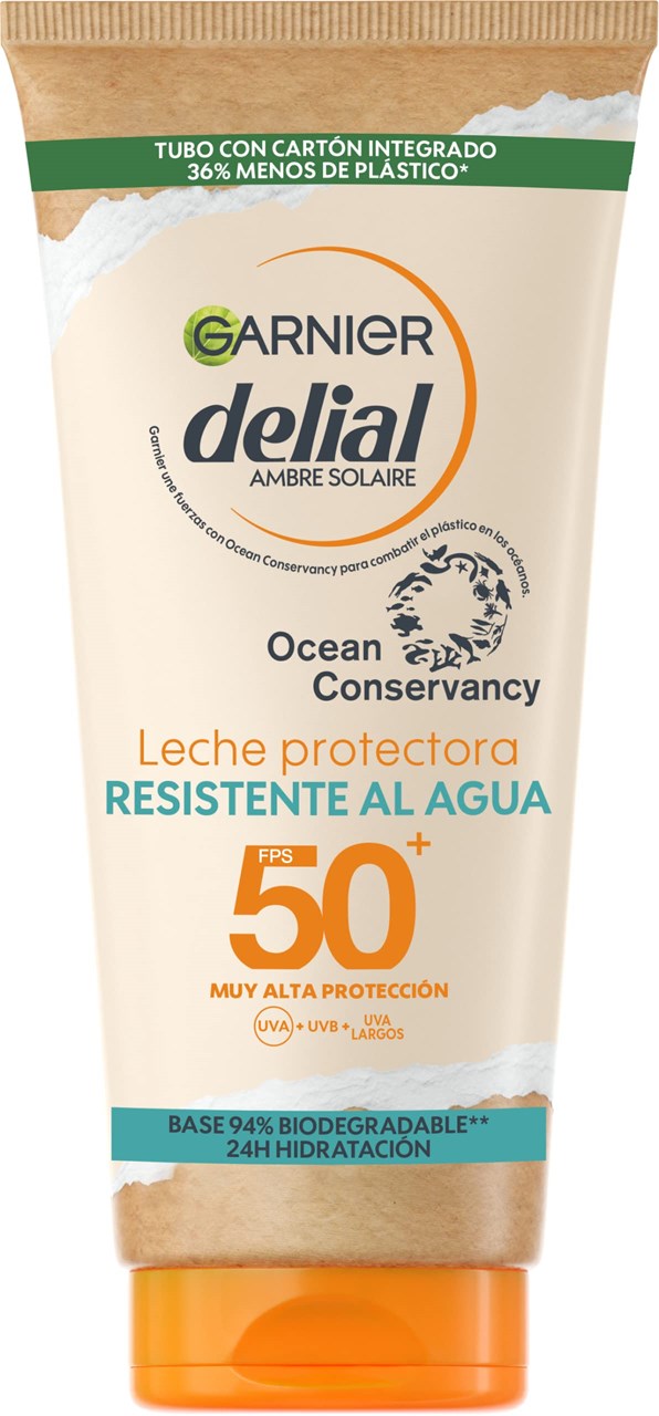 Losion mbrojtës ndaj diellit Garnier Delial Ambre Solaire Leche protectora + rezistentë ndaj ujit, Spf50+, 175 ml