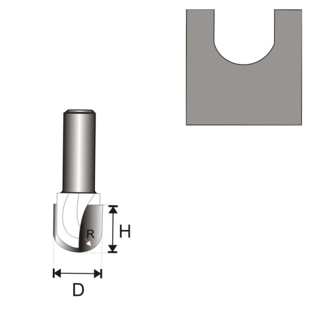 DEDRA U-жлебен секач, 8 mm дршка, 12.7 mm дијаметар, 19.6 mm длабочина