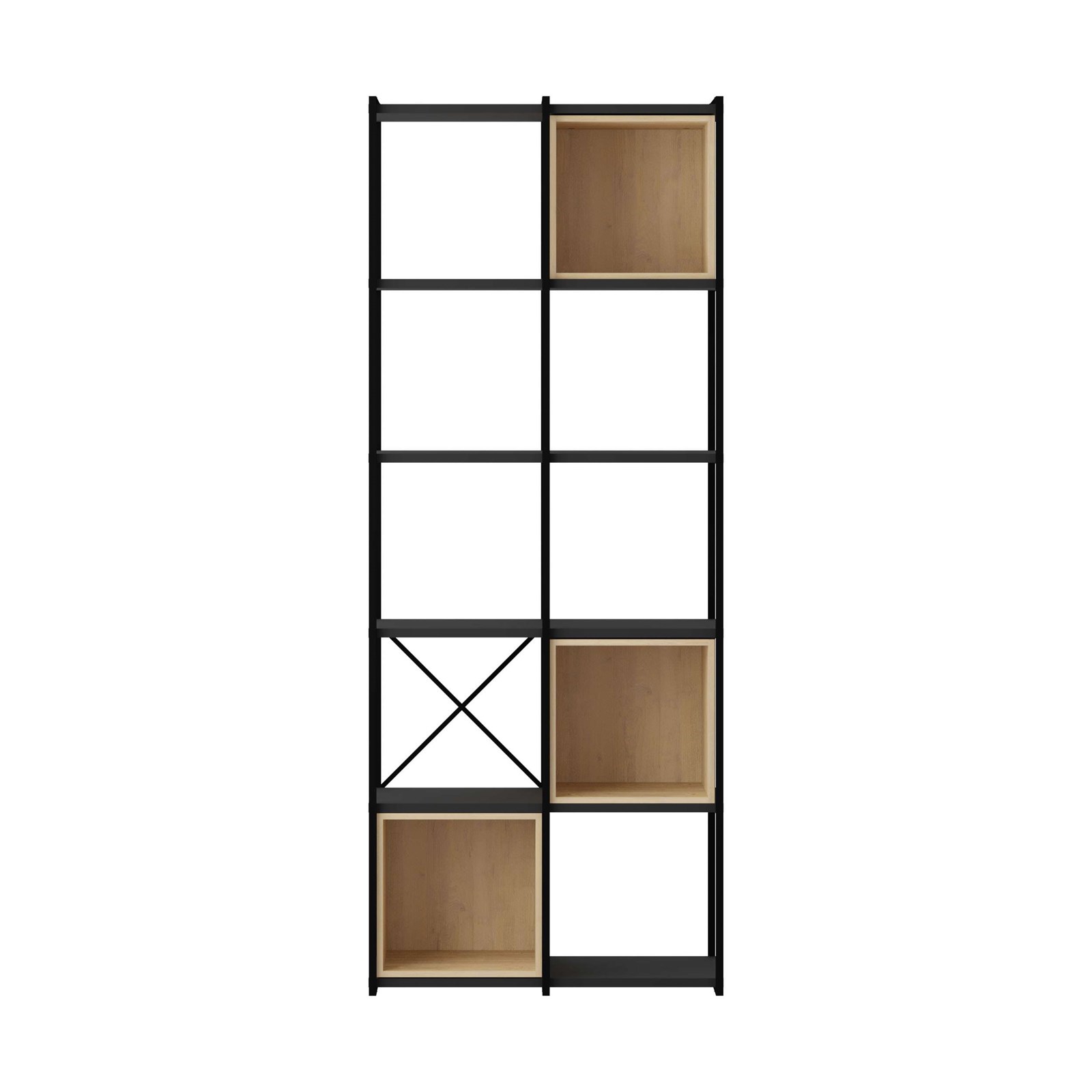 Raft për libra Decortie Vale, 179x70.7x39cm, e zezë/kafe e hapur