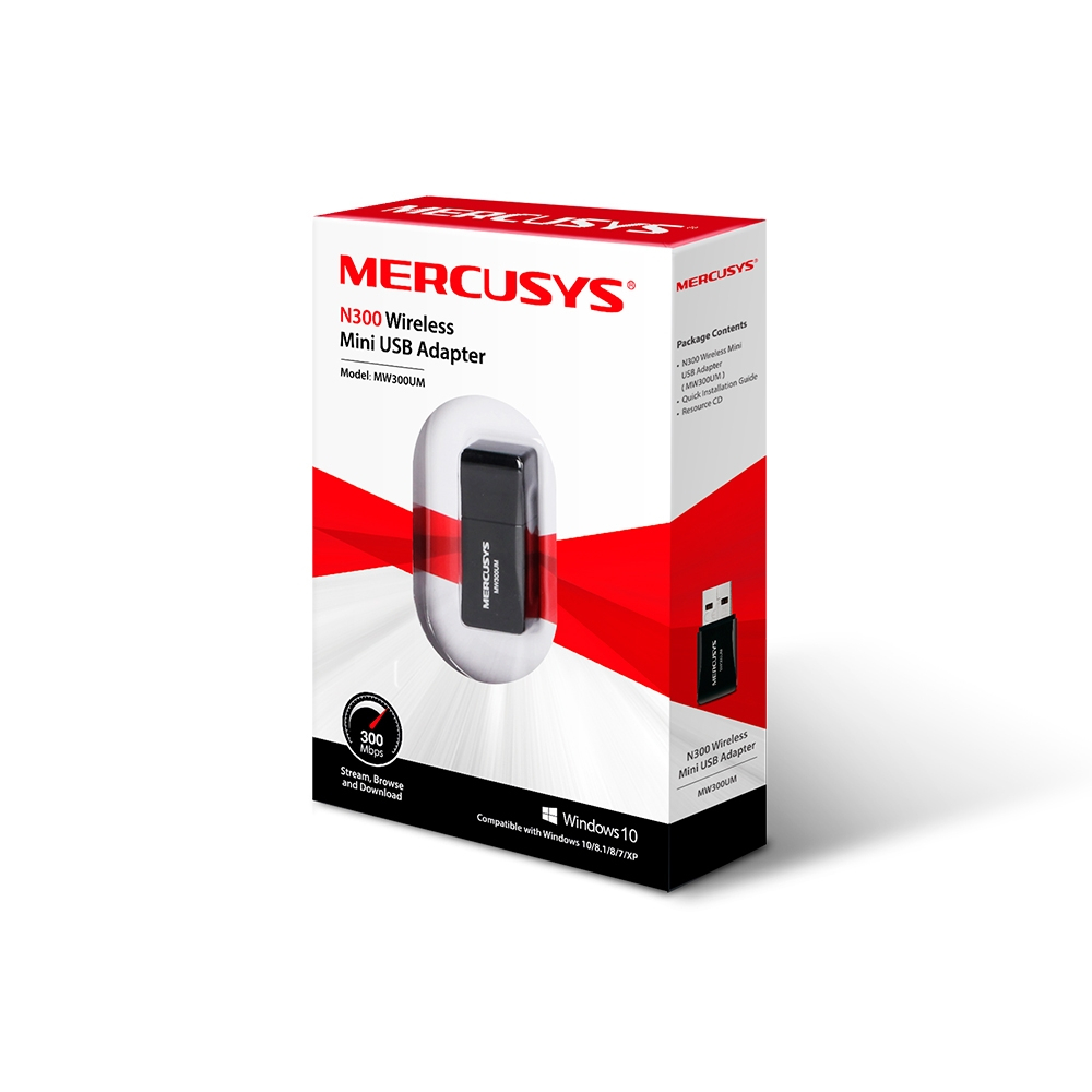 Përshtatës wireless Mercusys N300, Mini USB, i bardhë