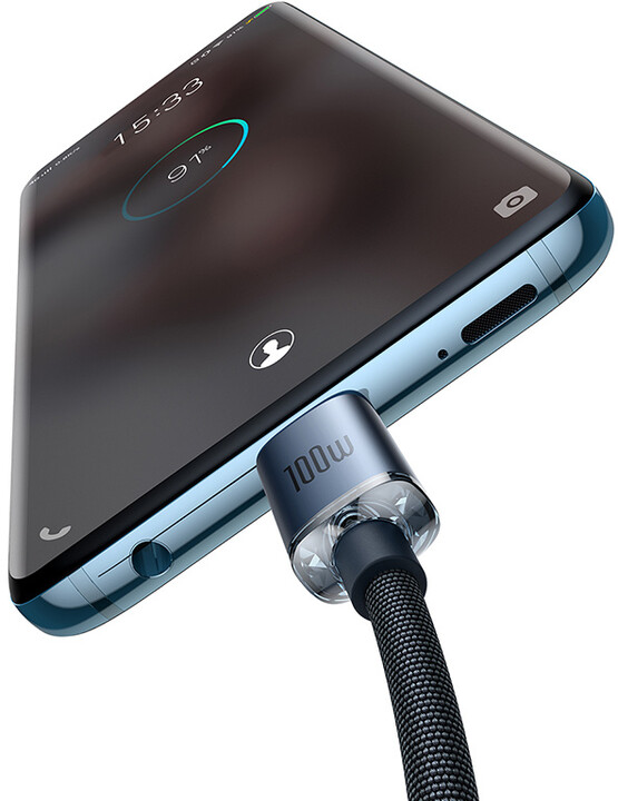 Baseus кабел за полнење/податоци Crystal Shine Series USB-C - USB-C, 100W, 2m, црн