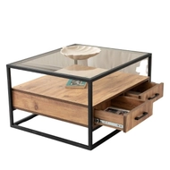 Tavolinë mesi SAG Patra – Xham / Drrasë / Strukturë e zezë