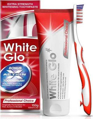 Set pastë zbardhuese për dhëmbë White Glo Extra Strength Whitening Toothpaste 2in1 me furçë dhe ujë pastrues, 150g