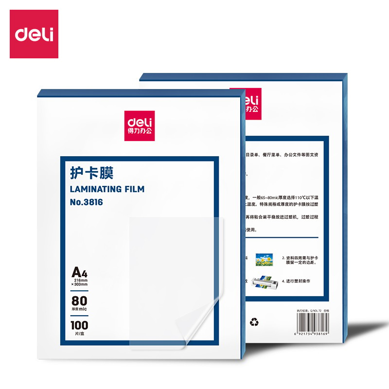 Deli Plastifikim A4 80Mic 1/100 3816