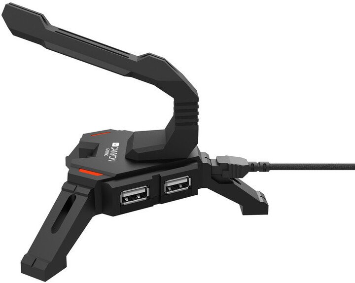 Mbajtëse kabllo për maus CANYON WH-100, 2in1, 4port USB hub, LED backlight, kabllo 1.5m, e zezë