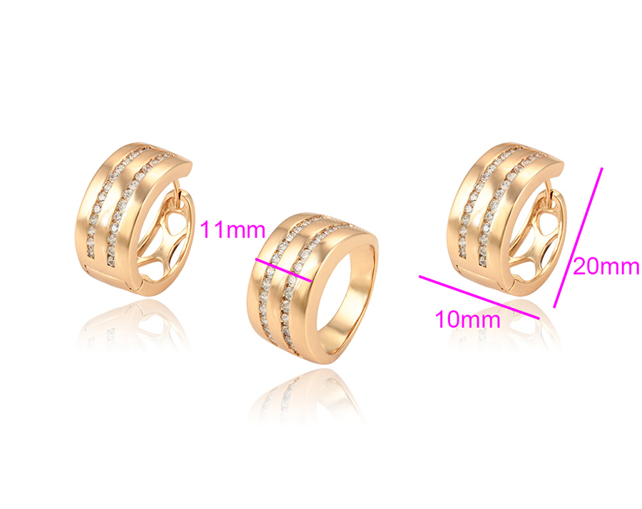 Set Xuping të praruar në ari 18 kratësh - unazë + vathë, artë/15.70mm/#9