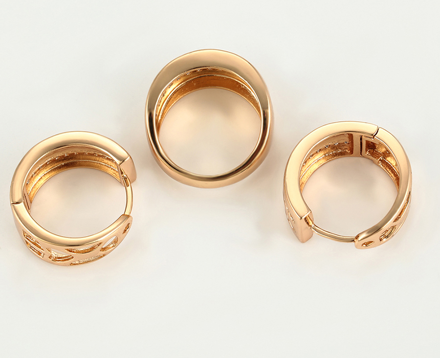 Set Xuping të praruar në ari 18 kratësh - unazë + vathë, artë/15.70mm/#9