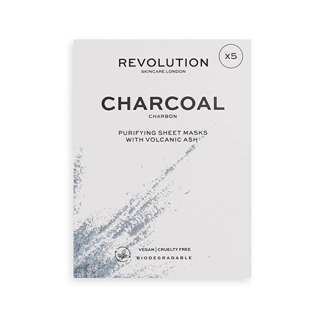 Set maskash për fytyrë Revolution Skincare (Purifying Charcoal Sheet Mask), 5 copë