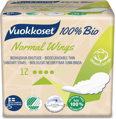 Peceta higjienike Vuokkoset Normal 100% Bio, 12 copë