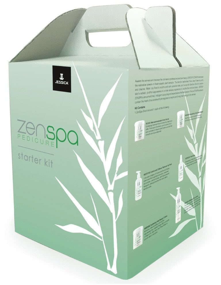 Set për këmbë dhe thonj Jessica ZenSpa Starter Kit, scrub eksfoliues, xhel kutikulash Aloe Vera, krem hidratues Vitamin E