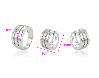 Set Xuping - unazë + vathë të veshura me platin UVPAB, argjendtë/bardhë, 15.70 mm