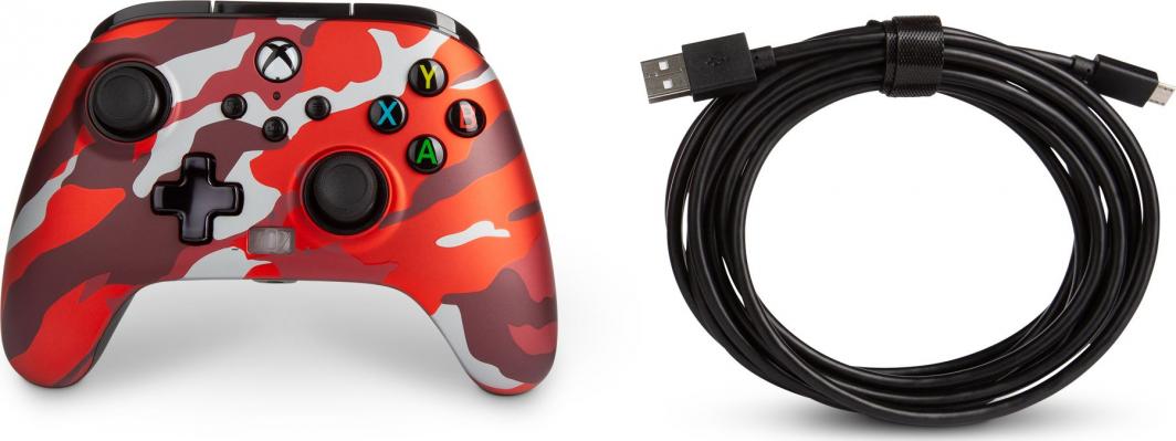 Kontroller PowerA XS Enhanced Metallic Red Camo, me kabllo, i kuq
