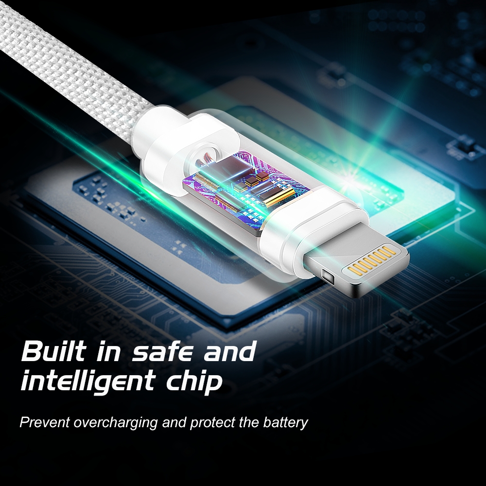 Kabllo Swissten tekstile USB-C / Lighning, 2M, e argjendtë