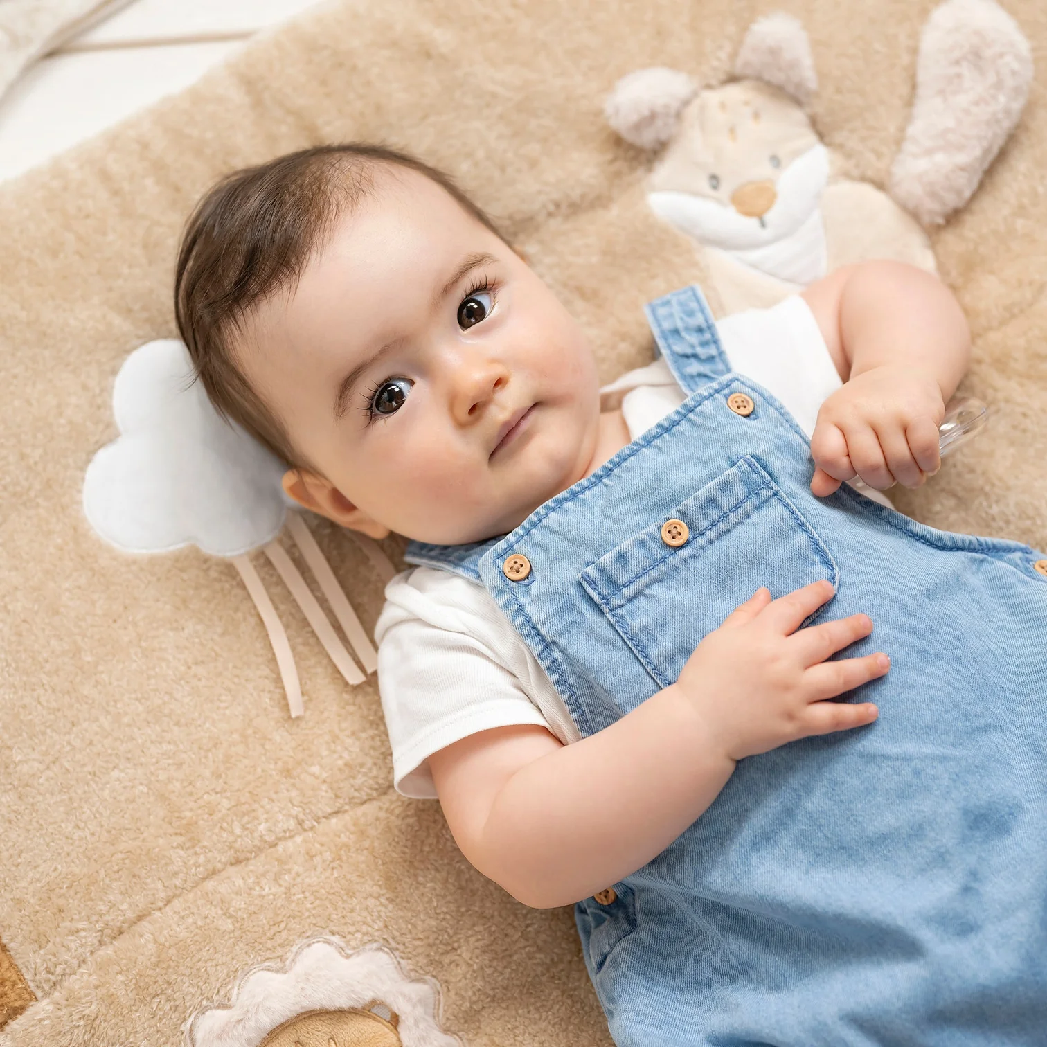 Shtrojë e butë me lodra Nattou Playmat Lion, 100cm, Ernest Light Brown