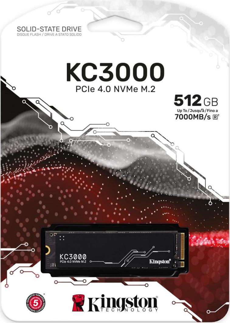 SSD диск Kingston KC3000, 512GB, M.2 2280 PCI-E x4 Gen4 NVMe