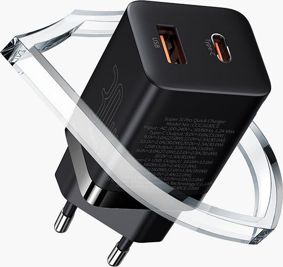 Karikues Baseus Super Si Pro, 1 x USB A 1 x USB C, i zi