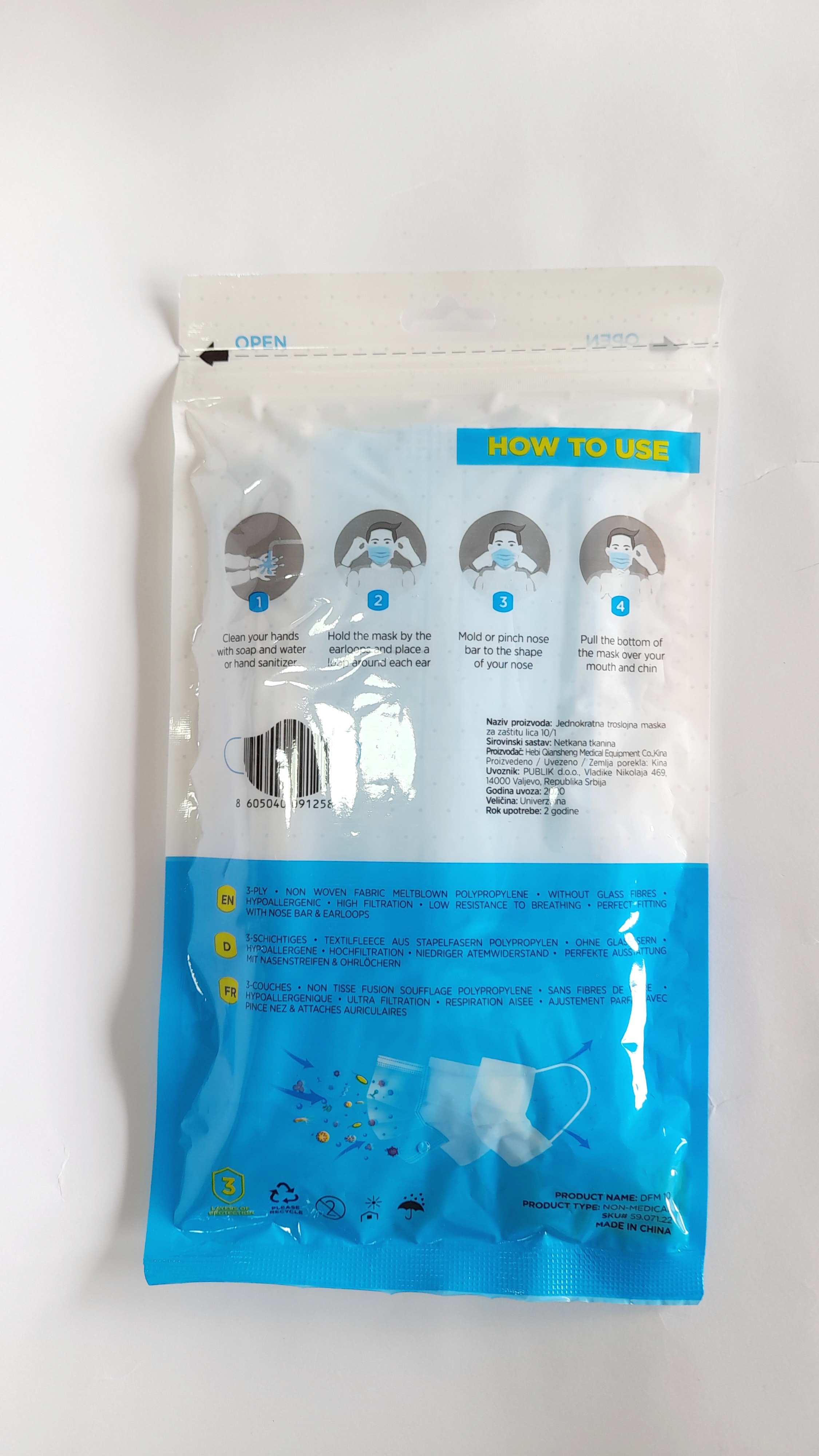 Set 3 dezinfektues 60ml DAE3, alkool etilik 1L, 10 maska