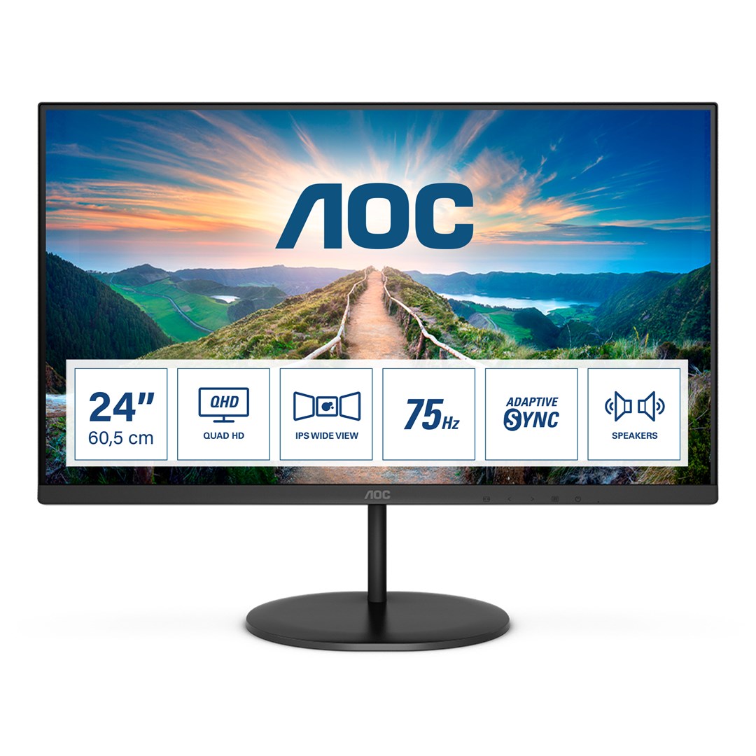 Монитор AOC V4 Q24V4EA, 23.8", 2560 x 1440, 75 Hz, i zi