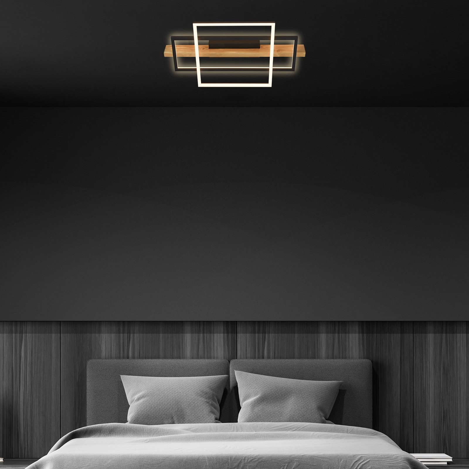 Ndriçues Briloner Led 32W, 3200 lm, 3000K, 55x30x8 cm, i zi/kafe e hapur