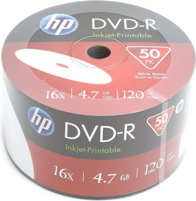 HP DVD-R Inkjet Printable 16x, 4.7GB, Пакет од 50 | ZirafaMall