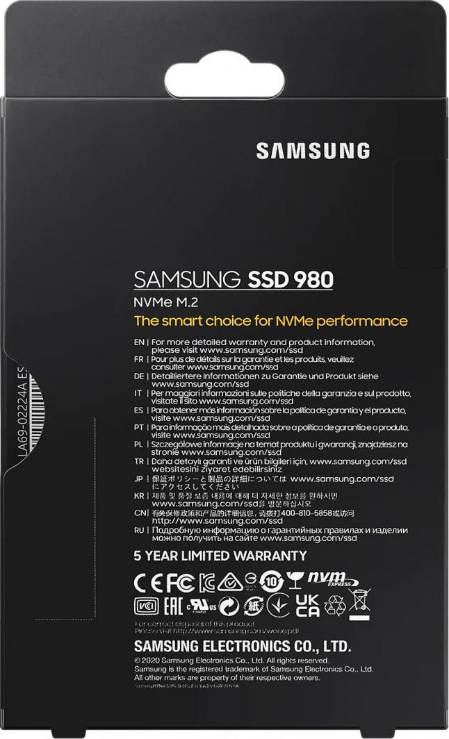 SSD диск Samsung 980, 500GB, M.2 2280 PCI-E x4 Gen3 NVMe