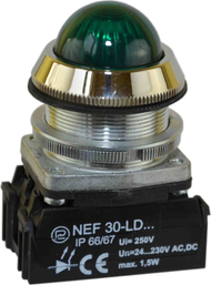 Llambë sinjali me LED Promet, 30 mm, 24 - 230 V AC / DC, e gjelbër