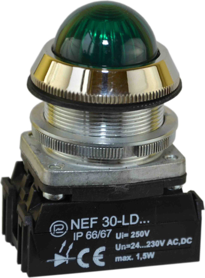 Llambë sinjali me LED Promet, 30 mm, 24 - 230 V AC / DC, e gjelbër