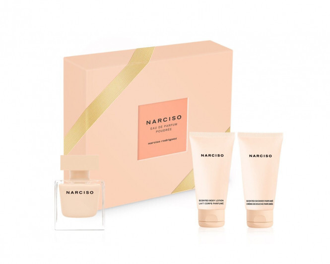 Set për trup Narciso Rodriguez Poudrée, parfum 50 ml + losion trupi 50 ml + xhel dushi 50 ml