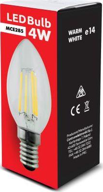 Poç filament Maclean Retro Edison (MCE285), LED, E14, 4W, 230V, i bardhë