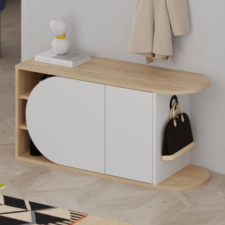 Stol për koridor Decortie Nova 50x104x37cm, kafe e hapur/bardhë