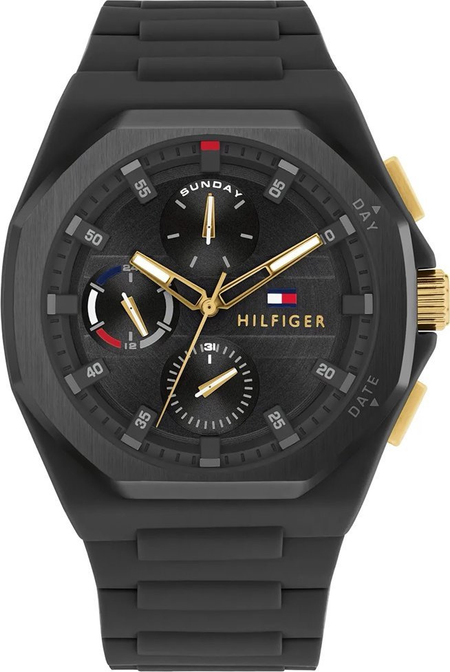 Ora Tommy Hilfiger Neo, kuarc, rrip silikoni, e zezë