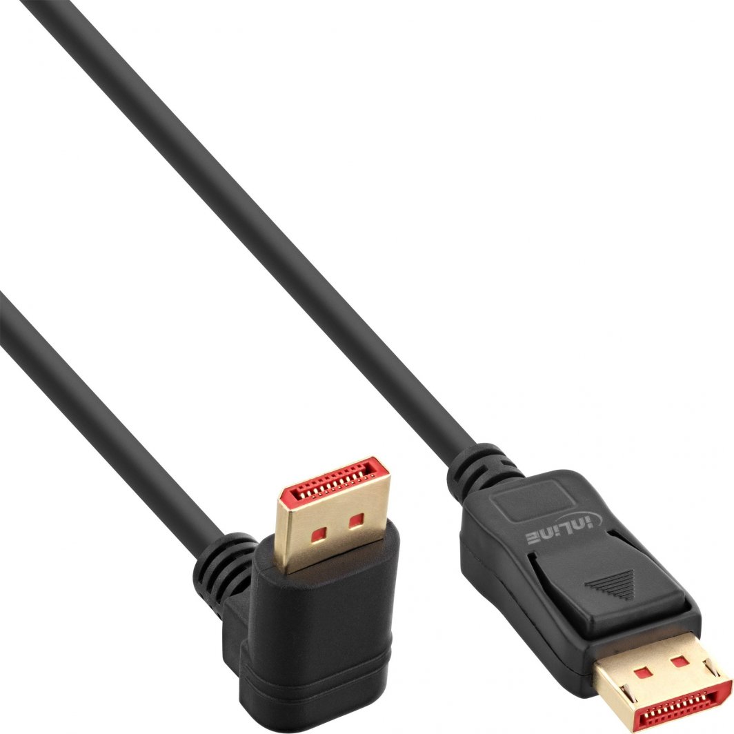 InLine DisplayPort 1.4 Кабел, 8K4K, Надолен Агол, Црн, 2 м