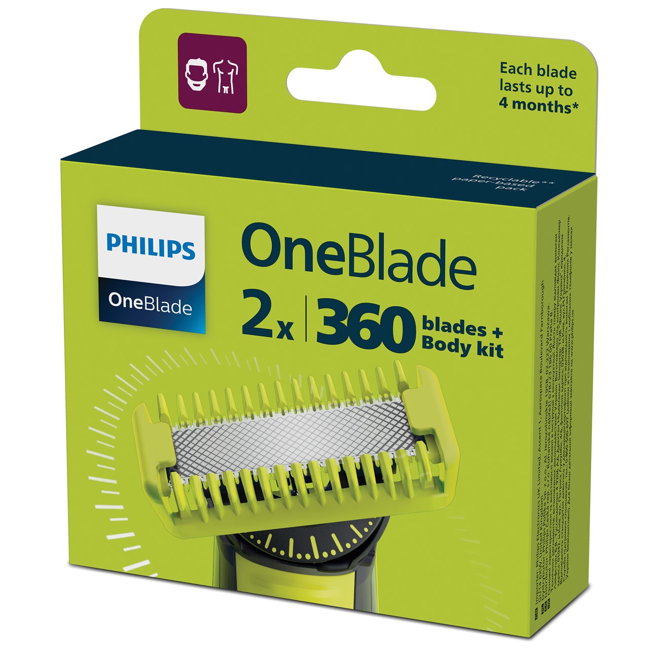 Koka zëvendësuese Philips OneBlade QP624/50, 2 copë