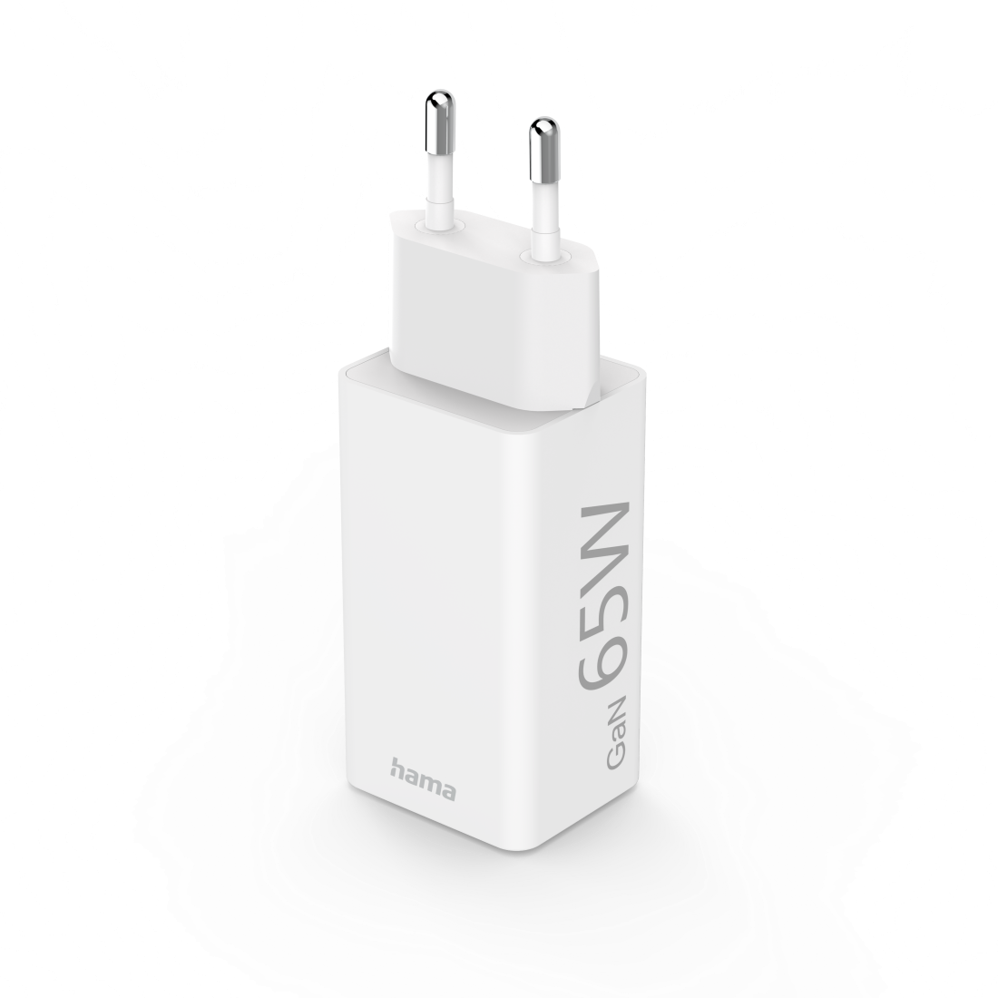 Karikues i shpejtë Hama, GaN, 1x USB-C PD, 1x USB-A QC, mini karikues, 65 W, i bardhë