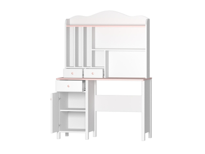 Tavolinë pune LUNA LN-03  dhe 1 sirtar + Shtesë LUNA LN-04, bardhë, rozë