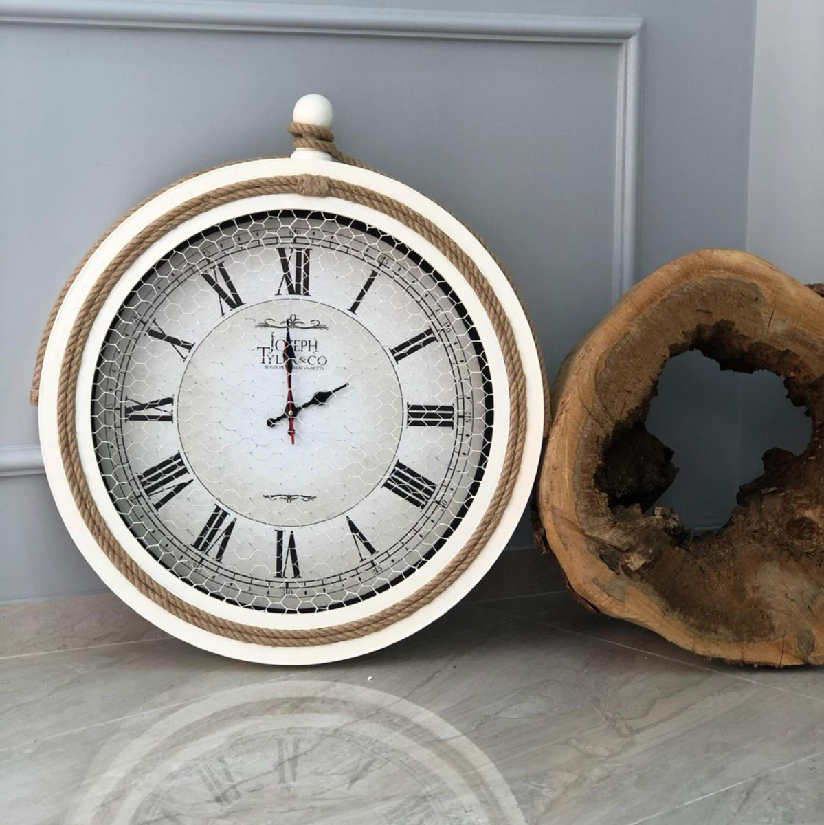 Orë muri metalike + litar Ø50 cm (HM7452.02), bardhë