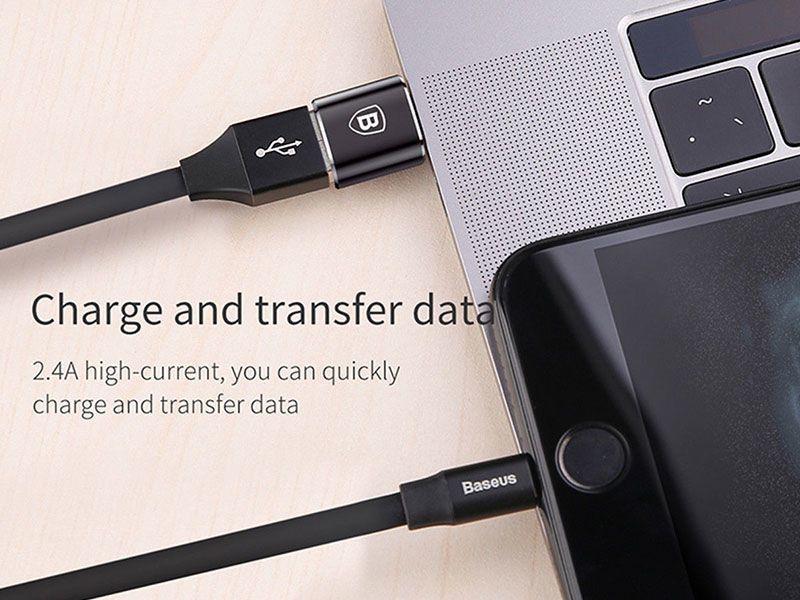 Adapter Baseus, USB A në USB C, i zi