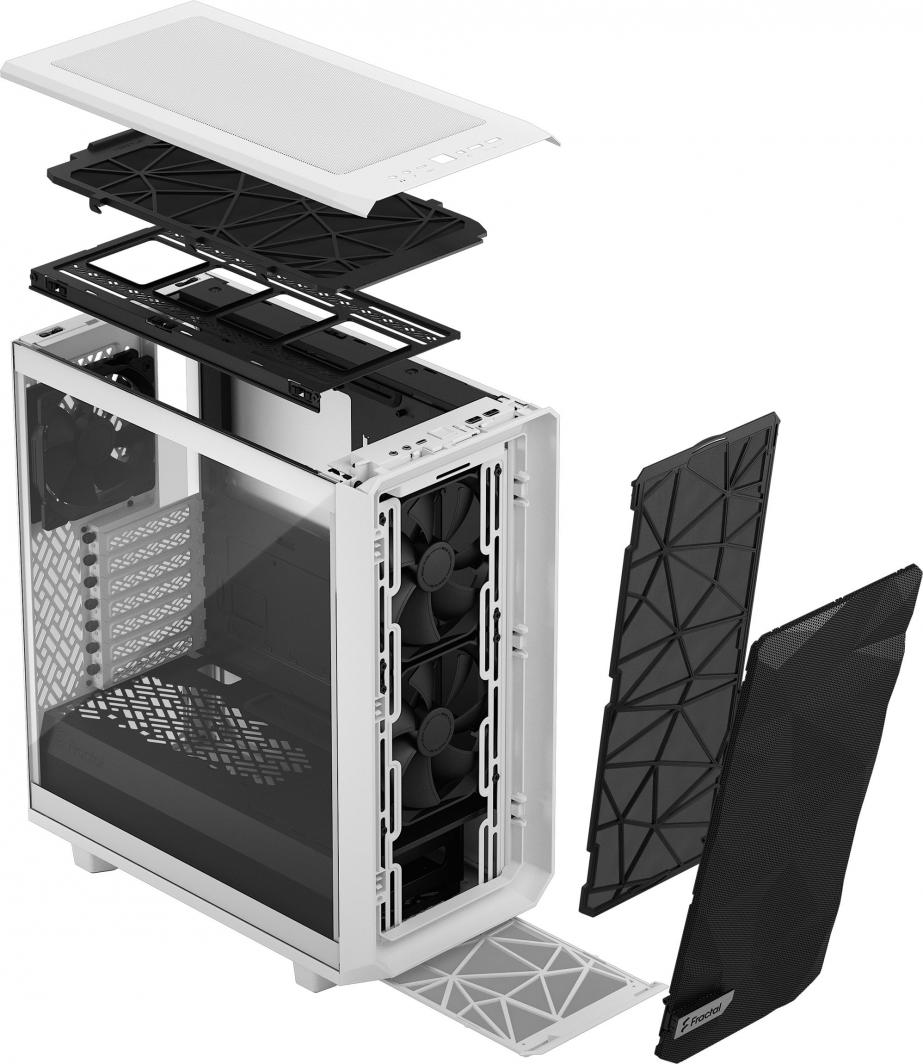 Kasë Fractal Design Meshify 2 Compact TG Clear Tint, e bardhë, Midi Tower
