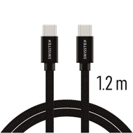 Kabllo tekstili Swissten USB-C / USB-C, 1.2m, e zezë
