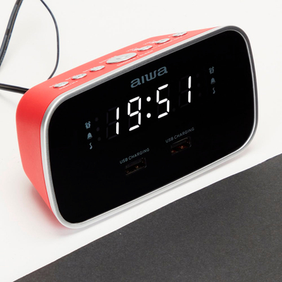 Orë Zgjuese me Radio FM, Dy Alarme dhe Mbushes USB AIWA CRU-19RD